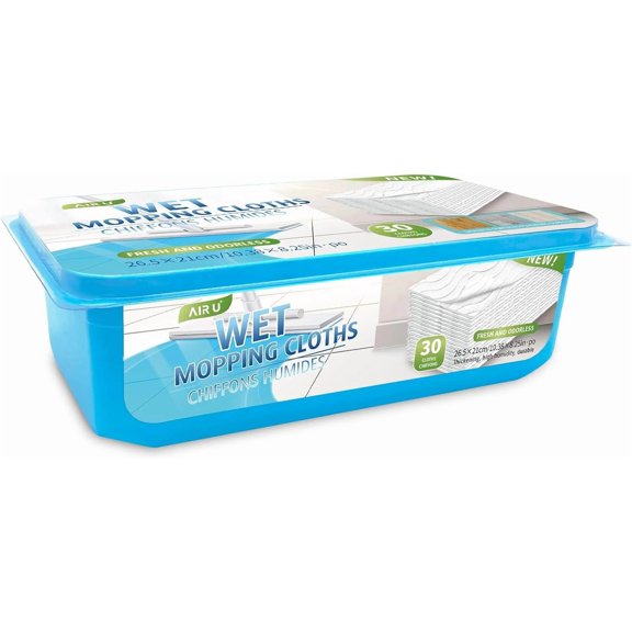 Wet Pads Refill for Sweeper Wet Mopping Cloth, Unscented Disposable Floor Cleaning Wipes, 30 Count