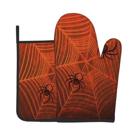

Gaeub Spider Web Print Oven Mitts and Pot Holders Sets of 2 Heat Resistant Pad Cooking Gloves for Baking BBQ Home Decor
