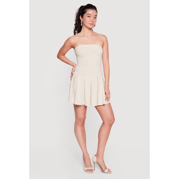 Women's Strapless Pleated Mini Dress