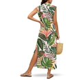 thumbnail image 4 of KUIFORTI Matching Couple Outfits Spring Women's Casual Dresses Slit Design & Men's Hawaiian Shirt Fashion Clothing with Soft Fabric for Summer Vacation Trip Tropical Monstera Leaf, 4 of 7