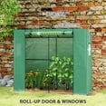 thumbnail image 5 of LINJH 6.6' x 2.5' x 5.6' Lean-to Small Greenhouse for Outdoors, Portable Greenhouse with UV-Resistant PE Cover, Walk-in Green House with Roll-up Door and Mesh Windows, Green, 5 of 9