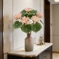 thumbnail image 4 of Artificial Lotus Flower Realistic Water Lily Silk Stem Home Decor for Table Centerpiece Vase Arrangement Buddha Decor （Pink）, 4 of 6