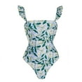thumbnail image 3 of Odeerbi Bandeau One Piece Swimsuit with Sarong Coverups for Women Split Printed Beachwear Bikini Wraps Two-piece Set Mint Green, 3 of 4
