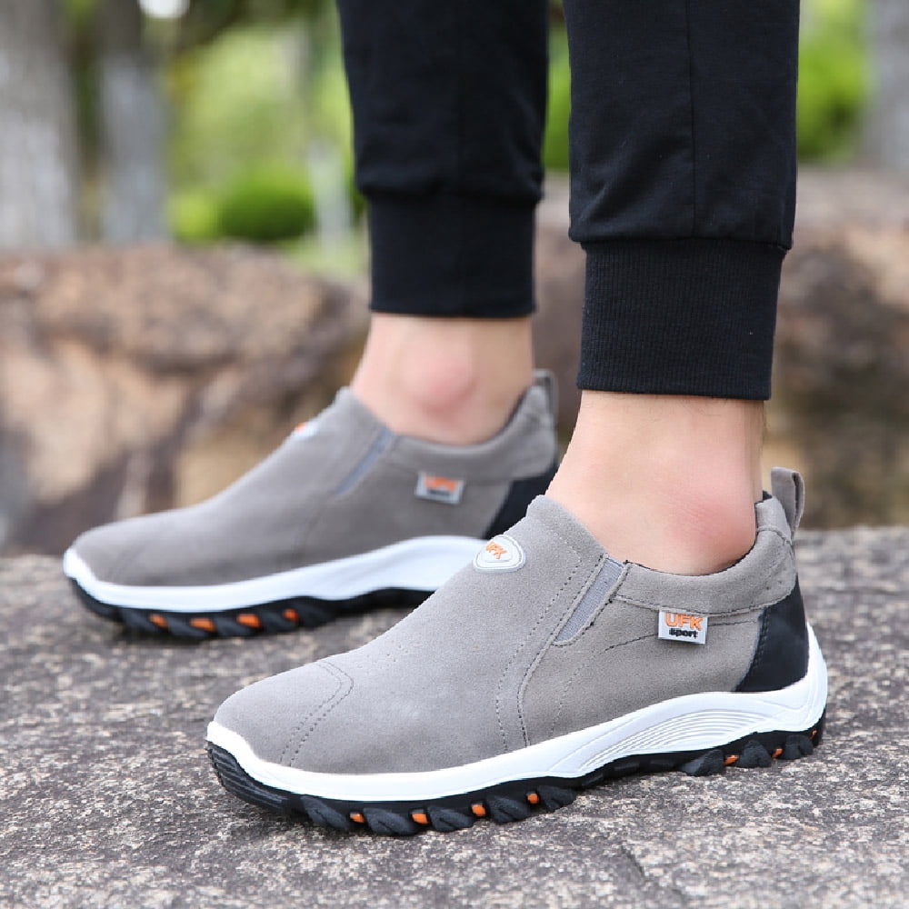 Mens Hiking Mountaineering Shoes Outdoor Breathable Trekking Sneakers Lightweight Comfortable Non-slip Casual Shoes Gray 7.5 US