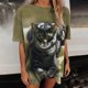 thumbnail image 5 of Blusa informal de manga corta con estampado de animales y manga corta para mujer Fridja  gope3480, 5 of 6