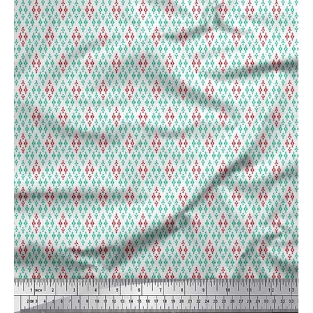 Soimoi Georgette Viscose Fabric Diamond & Triangle Small Print Fabric by The Yard 42 Inch Wide