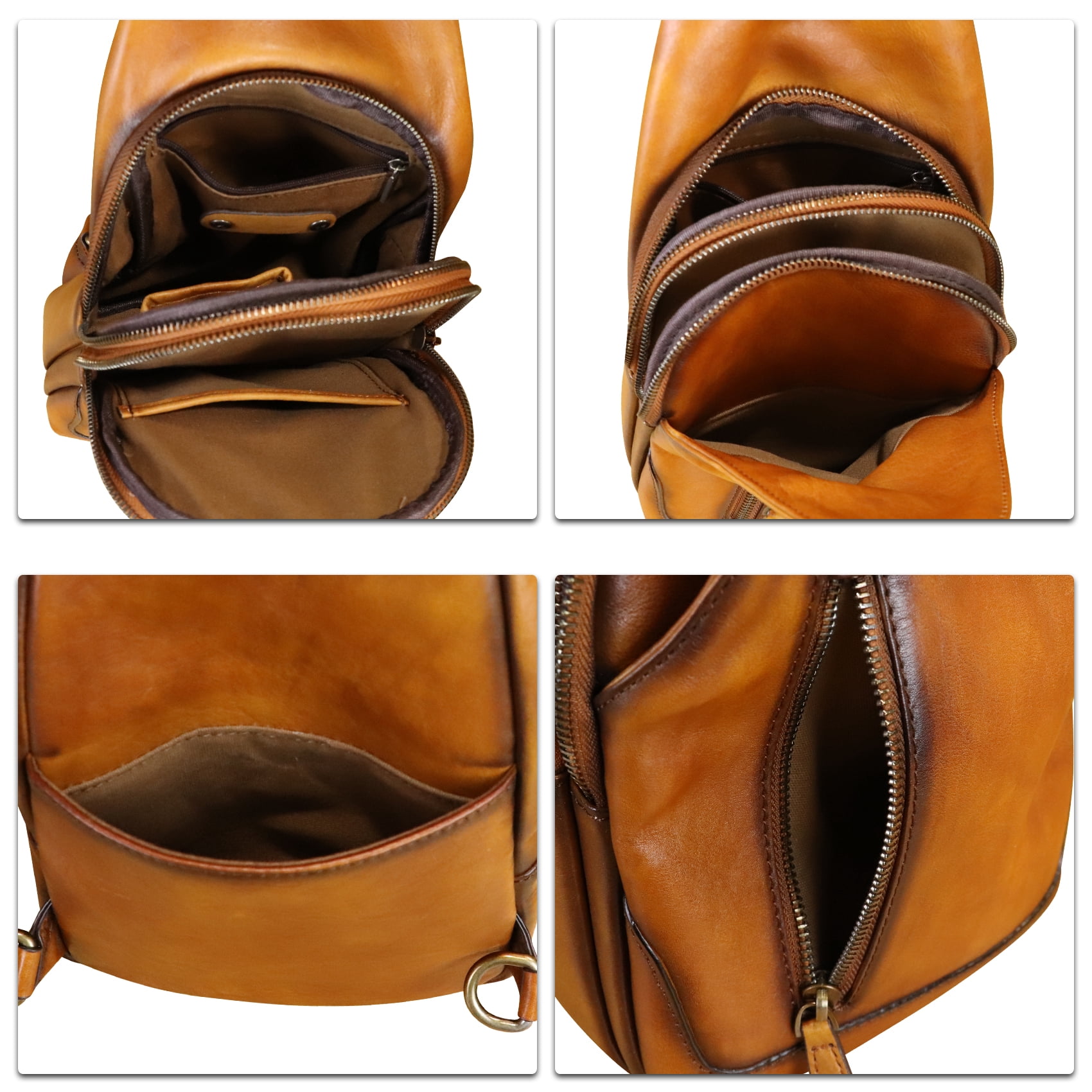 Genuine Leather Sling Bag for Women Men Retro Sling Backpack Purse Crossbody Bag