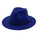 thumbnail image 5 of Sombrero de copa sencillo para mujer, de fieltro de lana, estilo británico, con ala ancha y cinturón, color blanco, 5 of 5