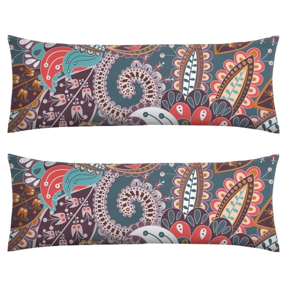 Ethnic Paisley Body Pillow Cover - Exotic Artistic Print 20x54, Soft & Durable Pillowcase, Perfect for Maternity & Home Decor