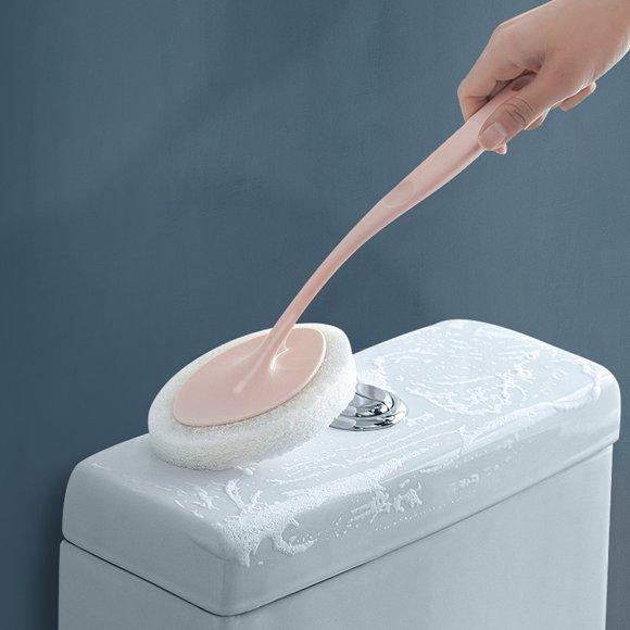 PAMINGONO Strong Decontamination White Sponge Brush with Plastic Handle for Home Cleaning