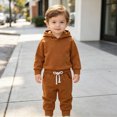 thumbnail image 4 of Zuwimk Boys And Girls 2-Piece Solid Color Hoodie Jogger Set, Athletic Outfits Elastic Waistband, Big Boy Girls Toddler Activewear(T075-Brown), 4 of 9