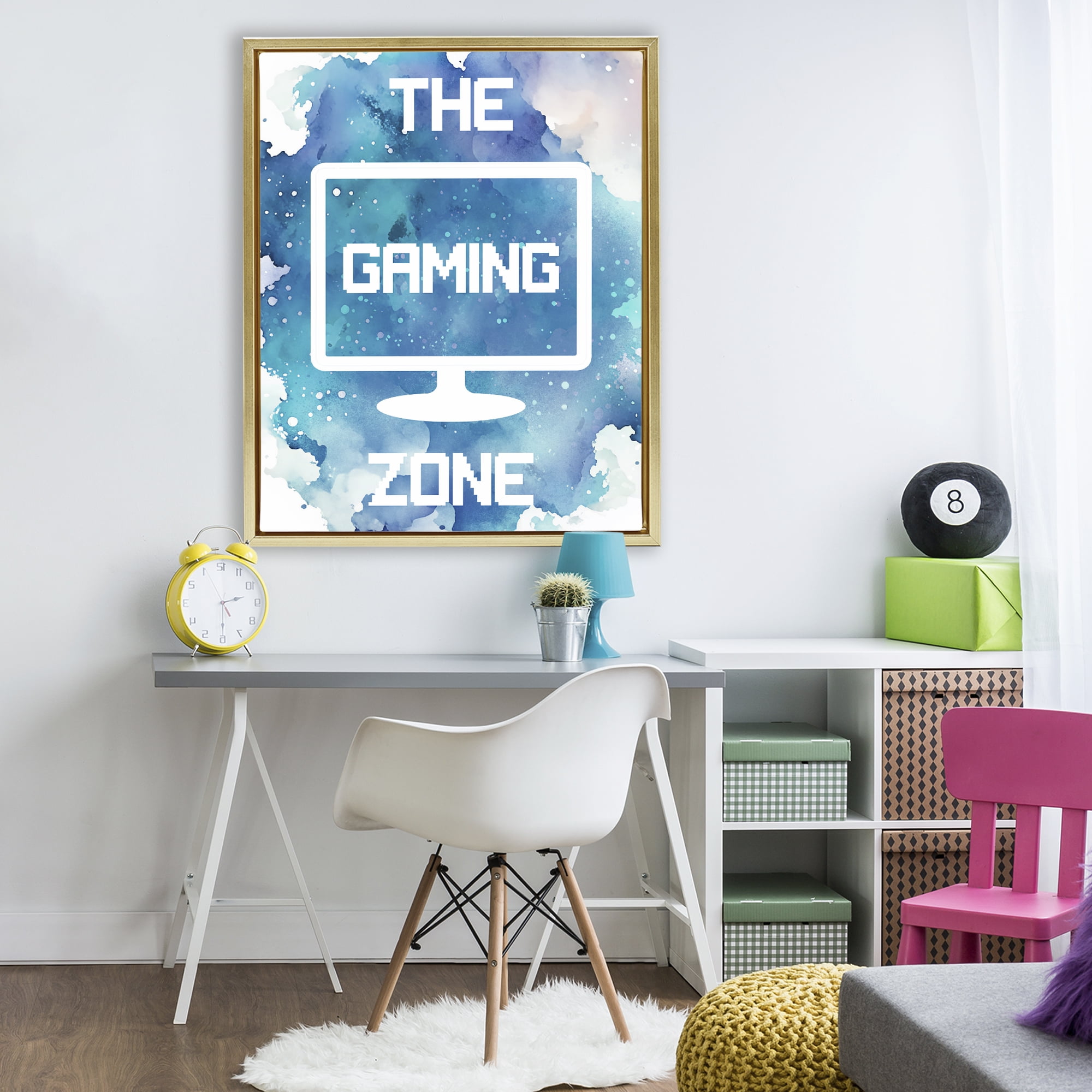 Gaming Zone Moniter Gold Framed Floater Canvas Wall Art, design by Marcus Prime