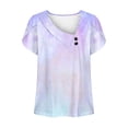 thumbnail image 4 of gakvbuo Summer Tops For Women 2025 Vacation Going Out Tops Women's V-Neck Fashion Casual Printed Button-Up Blouse T-shirt Tops Blouse, 4 of 5