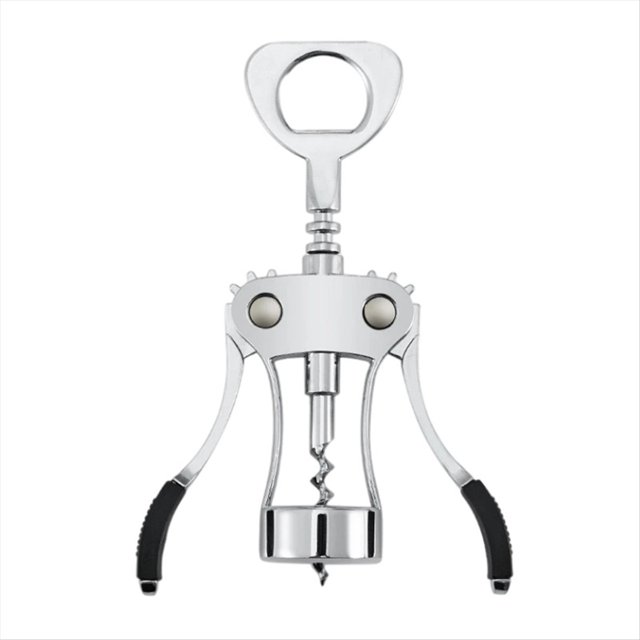 Wing Corkscrew Cork Remover, Premium Red Wine Beer Bottle Opener, Reusable Wine Bottle Accessories,1 x Wing Corkscrew Cork Remover,silver