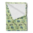 thumbnail image 2 of Hippie Soft Flannel Fleece Throw Blanket, Motorbikes and Buses with Retro Style Motifs Surfing Vacation Season, Cozy Plush for Indoor and Outdoor Use, 60" x 80", Pale Green Multicolor, by Ambesonne, 2 of 5