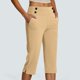 thumbnail image 2 of MKLEKYY Leggings Capris elásticos de cintura alta para mujer, para yoga, entrenamiento informal, pantalones capri, leggings rectos cortos, 2 of 5