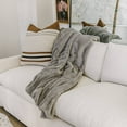 thumbnail image 5 of Minky Designs Ash Gray Minky Blanket – Ultra Soft Faux Fur Throw Blanket for Couch, Bed & Home – Fluffy, Warm & Luxurious – Posh Collection (X-Large, 60x84), 5 of 9
