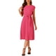 thumbnail image 1 of Vestido plisado de mujer Inspire Chic, cuello redondo, sin mangas, con cinturón en la cintura, vestido A-Line XL color rosa intenso, 1 of 5