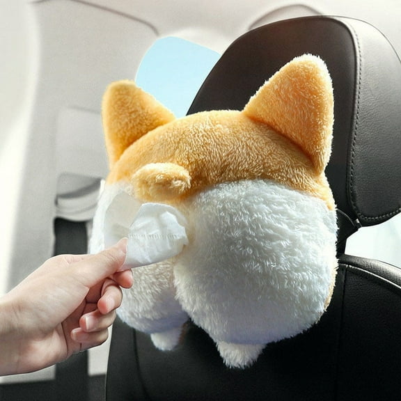 Cute Car Tissue Box under $5! Yannianjz Cute Car Hanging Paper Tissue Box Set, Fluffy Fleece Tissue Holder with Zipper, Portable Tissue Dispenser for Car, Home, Bedroom, Sofa Decor