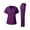 493#Dark Purple, variant on Women's Scrubs Healthcare Top,Long Sleeved Pants Sets with Pockets Navy M