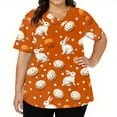 thumbnail image 3 of LTTVQM Women's Easter Scrub Tops 2026 Rabbit Eggs Graphic Funny Short Sleeve Scrub Tops Soft V-Neck Trendy Tops with Pockets Orange S, 3 of 5