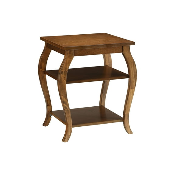 Walnut Finish Bow Leg Square End Table