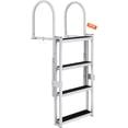 thumbnail image 1 of VEVOR Dock Ladder, Retractable 4 Steps, 350 lbs Load Capacity, Aluminum Alloy Pontoon Boat Ladder with 55.1''-67.1'' Adjustable Height, 4'' Wide Step & Rubber Mat, for Ship/Lake/Pool/Marine Boarding, 1 of 9