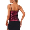 thumbnail image 3 of INSPIRE CHIC Women's Sequin Mesh Panel Sleeveless Clue Cami Top M Hot Pink, 3 of 6