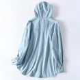 thumbnail image 5 of hoksml Women's Denim Shacket with Hood, Long Sleeve Button Down Oversized Top, Relaxed Fit Utility Jacket with Pockets for Daily Casual Outfit, 5 of 8
