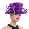 thumbnail image 3 of Slccxzc Women Wide Brim Hat, Satin Cloth Rhinestone Church Hat, Elegant Wedding Photography Hat Female Banquet Fascinator Formal Hat Tea Party Hat, 3 of 7