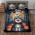 thumbnail image 2 of Happy Halloween Vampire Scottish Fold BOO with Pumpkins Fun and Spooky Quilt Bedding Set Cat Lover Kitten Owner Gifts 1 Blanket Bed Cover 2 Pillowcases - 00018, 2 of 5