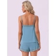 thumbnail image 4 of DARING DIVA Women's Cami Pajamas Rayon Lace Trim V-Neck Tops with Shorts S Gray Blue, 4 of 7