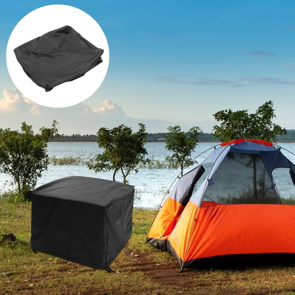 HONMEET Heavy Duty BBQ Fire Pit Cover, Black 600D Oxford Fabric, Outdoor Patio Protector, 1 Set