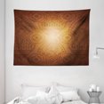 thumbnail image 1 of Tan Tapestry, African Art Pattern with Floral and Geometric Elements Fishes Animal Silhouettes, Wall Hanging for Bedroom Living Room Dorm Decor, 80W X 60L Inches, Brown Tan Yellow, by Ambesonne, 1 of 2