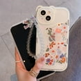 thumbnail image 2 of Compatible with iPhone 11 Pro Max Case, Cute Flowers Floral Bear Cover with Lovely Wrist Strap Bracelet Chain for Girls Women, Clear Kawaii Camera Protection Pretty Trendy Phone Skin, 2 of 14