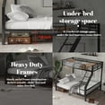 thumbnail image 5 of Twin XL Over Queen Bunk Bed with High Guardrail and Slats Support, Metal Bunk Bed Frame with Ladder & Soft PVC Cover for Teens Adults, Black, 5 of 6