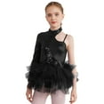 thumbnail image 1 of Sinleey Robe Justaucorps Ballet à Sequins pour Filles Manches Asymétriques Jazz Latin Moderne Salsa Rumba Samba Robe de Danse Noire 16, 1 of 7