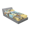 thumbnail image 3 of Cartoon Bedding Set with Sheet & Covers, Mexican Man Wearing Sombrero Hat Riding a Donkey in the Desert with Cactus Plants, Printed Bedroom Decor 2 Shams, 4 Sizes, Multicolor, by Ambesonne, 3 of 3