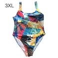thumbnail image 1 of pitrice Maillot de Bain Imprimé Taille Creuse pour Femmes Grande Taille Polyester Tenue de Plage, Coloré, 3TG, 1 of 1