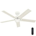 thumbnail image 4 of Hunter - Erling Indoor Ceiling Fan With Light, Remote, 52-inch, Fresh White, Modern-style, 6-speed WhisperWind Motor, Energy Star, 52851, for Living Rooms, Bedrooms, 4 of 18