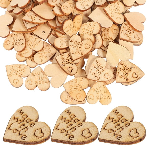 Supvox 100pcs Heart Sewing Buttons Wooden Decorative Buttons for DIY Projects