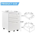 thumbnail image 3 of WDZS File Cabinet, 3 Drawer Filing Cabinets for Home Office with Lock Mobile Under Desk Fully Assembled Cabinet (White), 3 of 6
