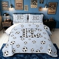 thumbnail image 2 of meiyoeat Football Monogrammed E Quilt Full for Boys, Blue Sport Soccer Full Bedspread Sets, 3 Pieces, 1 Comforter and 2 Pillowcases, 2 of 7