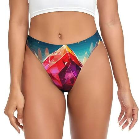 Qokaie Colorful Stone World Printed Women s Cotton Thong Underwear  Sexy Breathable Panties G-string-X-Small
