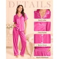 thumbnail image 5 of DAKIMOE Silk Satin Pajamas Set for Women Two-Piece Short Sleeve Shirt with Long Pajama Pant Set Soft Button Down Loungewear Nightwear Pjs Sleepwear for Women, 5 of 10