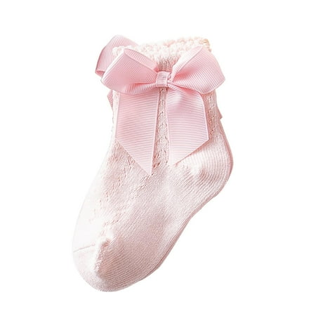 

hirigin Kids Cotton Socks Baby Solid Color Bowknot Medium Tube Socks