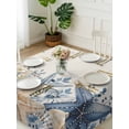 thumbnail image 3 of Blue Starfish Coastal Suqare Tablecloth - 54 x 54 Inch, Eucalyptus Summer Nautical Shell Rustic Waterproof & StainResistant Tablecloth, Washable Oil-proof Table Cover for Dining/Party/Wedding/Buffet, 3 of 9