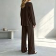 thumbnail image 7 of Iyufng Womens Two Piece Sets Loose Round Neck Long Sleeve Tops Elastic Waist Wide Leg Pants Loungewear Sets, 7 of 7