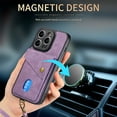 thumbnail image 4 of ELEHOLD Wallet Case for iPhone 13 Pro Max with Card Slots Detachable Wrist Strap Premium Leather Wallet Phone Case Work with Magnetic Car Mount for iPhone 13 Pro Max 6.7 inch,Purple, 4 of 9