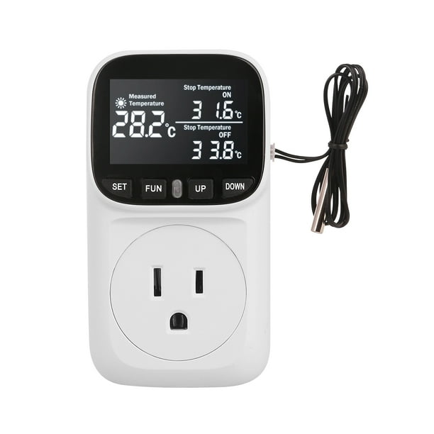 110V 15A Enchufe del controlador de temperatura Pantalla digital de alta precisión Termostato inteligente Tanque de peces Pantalla táctil Temporizador preestablecido Interruptor Refrigeración Calefacc